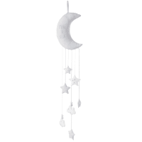 CELESTE - Ghirlanda luna bambino in cotone grigia e argento, h 95 cm