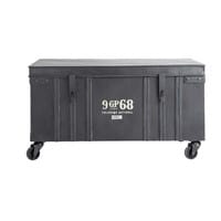GIBSON metal industrial trunk on castors in black W 85cm GIBSON metal industrial trunk on castors in black W 85cm