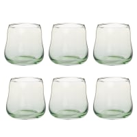 Set van 6 - Glas met groene tie-and-dye