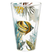 Set van 6 - Glas met meerkleurig vissenmotief