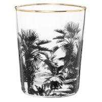 Set van 6 - Glas met zwart tropisch motief en gouden bies