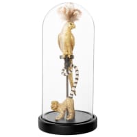 FLY PARROT - Glasglocke mit Papagei und Affe, goldfarben