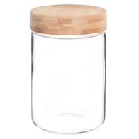 Glass and bamboo jar H 17 cm 