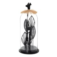 GIRAFFIA - Glass bell jar with giraffe and black metal foliage