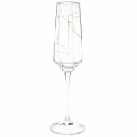 Set of 4 - Glass champagne flute with gold graphic prints