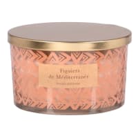 DANA - Glass scented candle with rose print and gold metal, 300g