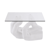 ALESSA - Glass side table with white magnesite handle