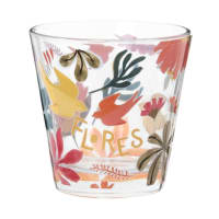 Set of 6 - Glass tumbler with multicoloured floral print