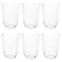 Set of 6 - Glass tumbler with white line print
