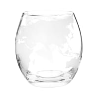 Set of 6 - Glass Tumbler with White World Map Print