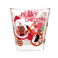 Set van 6 - Glazen beker met kerstmanprint