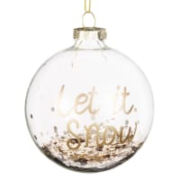 LET IT SNOW - Set van 6 - Glazen kerstbal met print en goudkleurige confetti