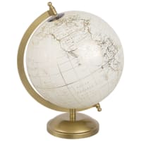 WORLDWIDE - Globe terrestre carte du monde crème et doré