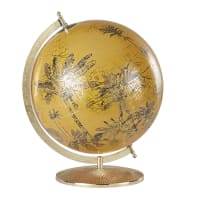 HABANA - Globe terrestre carte du monde doré et jaune moutarde