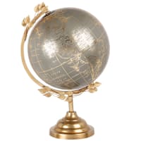 Globe terrestre carte du monde vert olive et doré