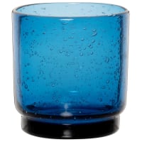 Lot de 6 - Gobelet empilable en verre bullé bleu