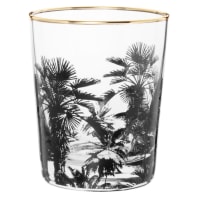 Lot de 6 - Gobelet en verre motif tropical noir liseré doré