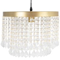Gold and clear glass pendant light with tassels