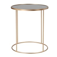 KAREN - Gold-coloured metal and tempered glass side table
