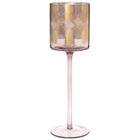AYMAR - Gold glass printed candle holder on stand