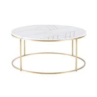 IZMIR - Gold Iron and White Marble Round Coffee Table