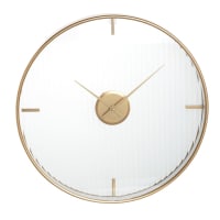 BELLICE - Gold metal and ridged glass clock D40cm
