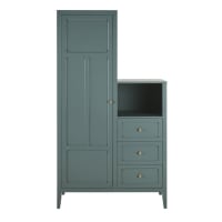 CHAMAREL - Green asymmetrical wardrobe with 1 door and 3 drawers