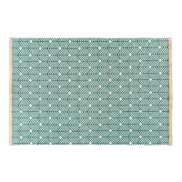 GREENY - Green Cotton Rug with Graphic Motifs 140x200