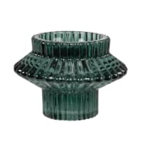 Set of 2 - Green recycled glass candle holder
