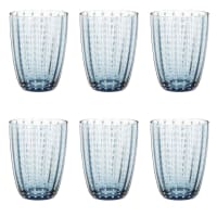 Set of 6 - Grey-blue glass tumbler with white line print