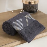 Grey Cotton Towel with Graphic Motifs 30x50 Grey Cotton Towel with Graphic Motifs 30x50