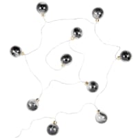 JAR PLUME - Lote de 2 - Grinalda luminosa com bolas e penas pretas 10 LED 200 cm