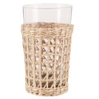 Grote beker van glas en zeegras Grote beker van glas en zeegras