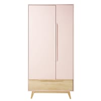 BUCOLIQUE - Guardarropa vintage rosa claro con 2 puertas y 1 cajón