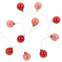 Lot de 2 - Guirlande lumineuse boules en verre teinté rouges 10LEDS L95