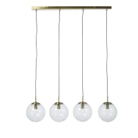 LEWIS - Hängeleuchte mit 4 Lampenschirmen aus Glas und goldfarbenem Metall