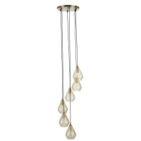 BABETH - Hängeleuchte mit 6 Lampenschirmen aus Glas und goldfarbenem Metall