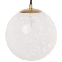 SABASANO - Hanglamp met verguld metaal en bol van wit getint glas