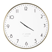 5TH AVENUE - Horloge blanche imprimée et métal doré D77