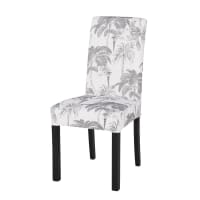 MARGAUX - Housse de chaise en coton écru et noir imprimé tropical