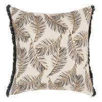 Housse de coussin en coton beige motifs feuilles 40x40 Housse de coussin en coton beige motifs feuilles 40x40