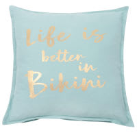 Housse de coussin en coton bleu et doré 40x40 Housse de coussin en coton bleu et doré 40x40