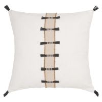 Housse de coussin en coton écru et perles dorées 40x40 Housse de coussin en coton écru et perles dorées 40x40