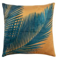 Housse de coussin orange imprimé feuillage 40x40 Housse de coussin orange imprimé feuillage 40x40