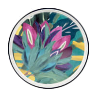 BORA - Set van 6 - Ivoorkleurig dessertbord van gres met meerkleurig plantenmotief