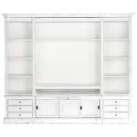 PASSY - Ivory Recycled Solid Pine TV Unit Bookcase