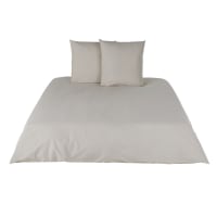 Jogo de cama em percal de algodão biológico lavado cinzento-toupeira 240x260