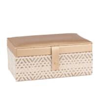 ARATI - Joyero trenzado bicolor de terciopelo beige