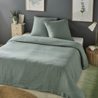 Juego de cama de lino lavado verde jade 240x260