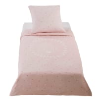 LILLY - Juego de cama infantil de algodón estampado rosa 140x200